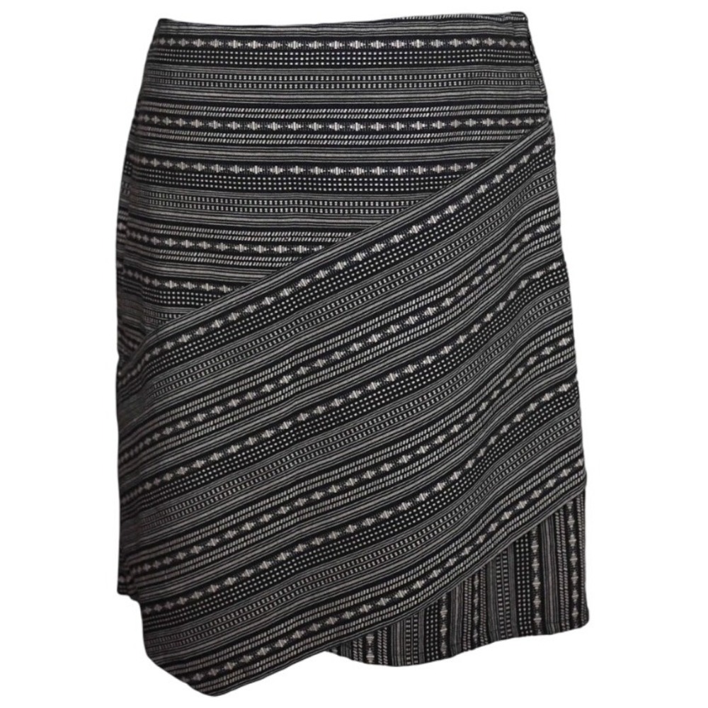 Garnet Hill‎ Jacquard Black Cream Tapestry Bandage Asymmetric Women Sz 16 Skirt